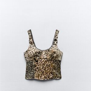 Zara Black and Brown Bustier Tank Top